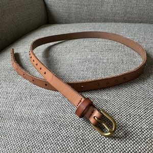 Brown Leather Belt with metal dot accents